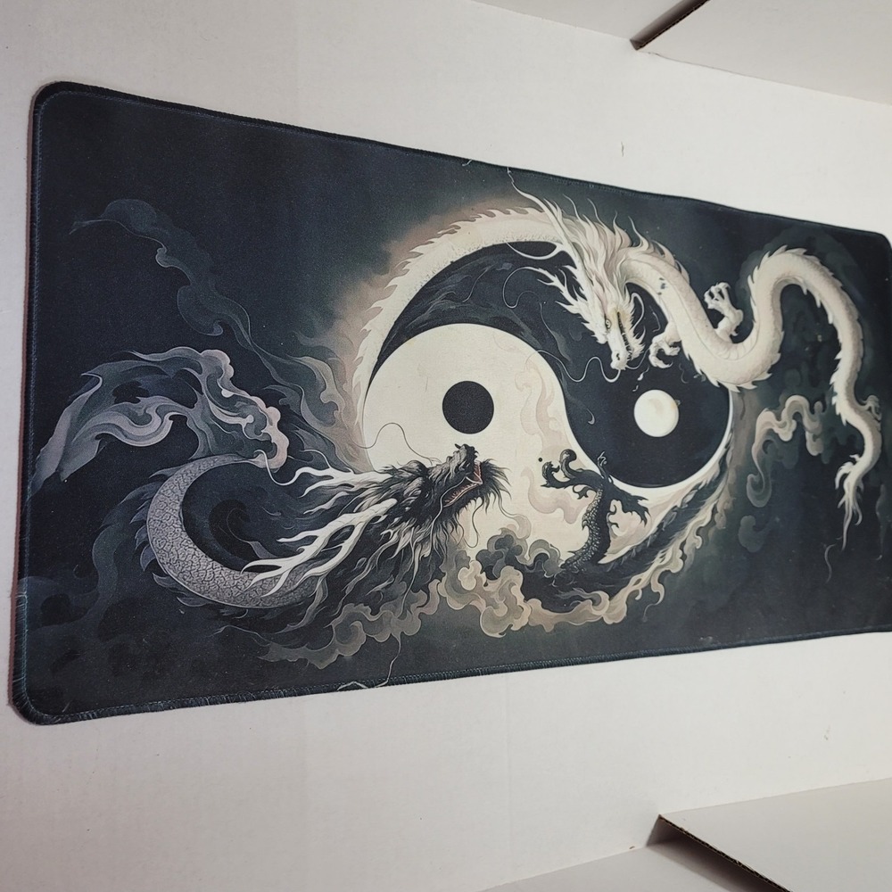 Extended Gaming Mouse Pad Desk Keyboard Mat Size 23 X 11 Ying/Yang Dragons